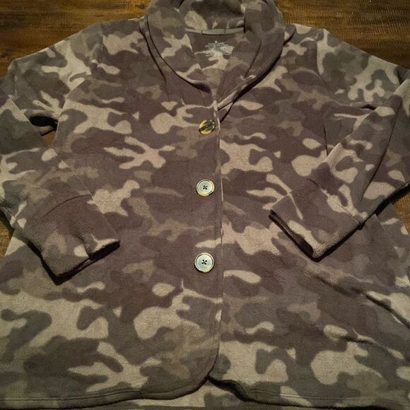 Cuddle Duds fleece wear with stretch Camouflage Button-Up Jacket Large - Picture 1 of 11